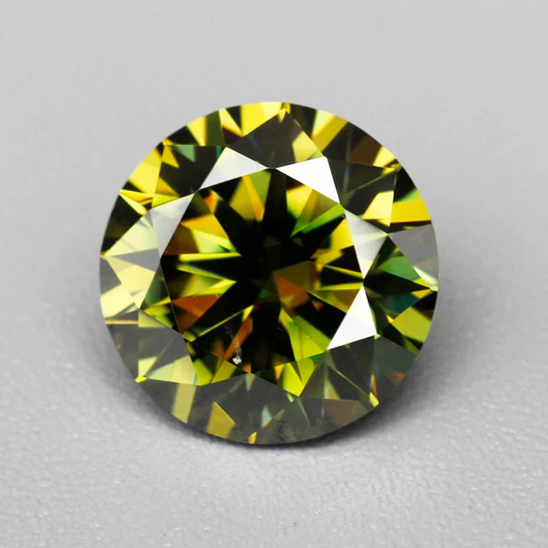 Olive Moissanite Brilliant-Cut