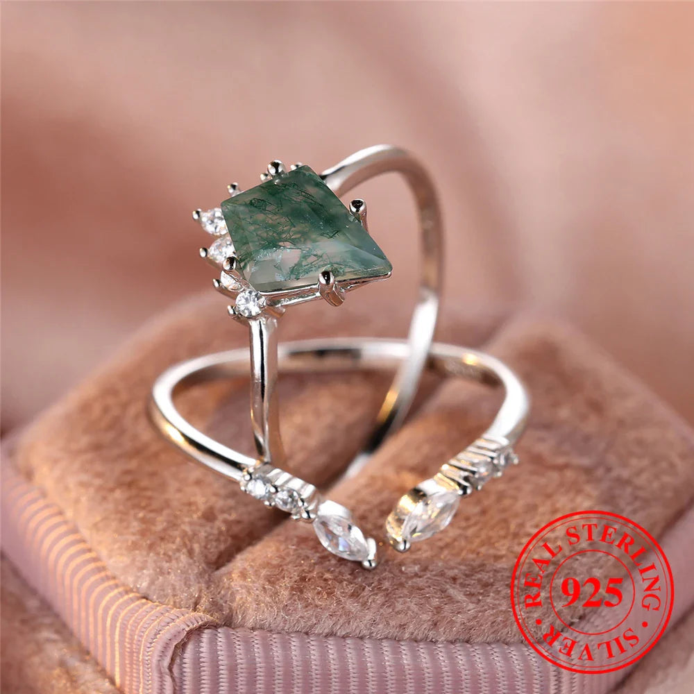 Natural Moss Agate ring