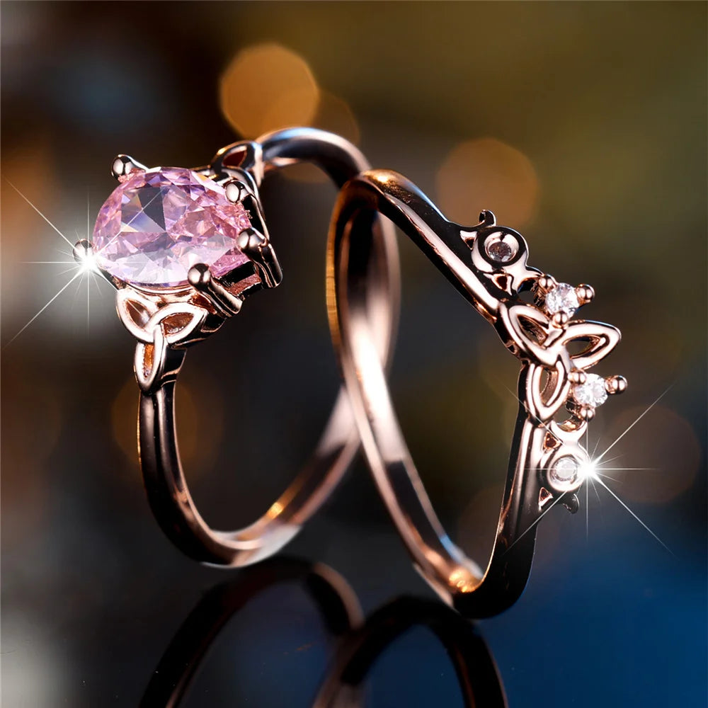 Pink Zirconia Ring Set