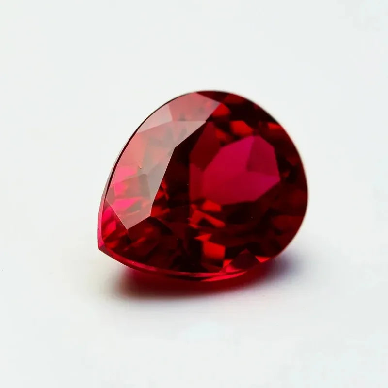 Pigeon Blood Red Ruby Pear cut Lab Grown