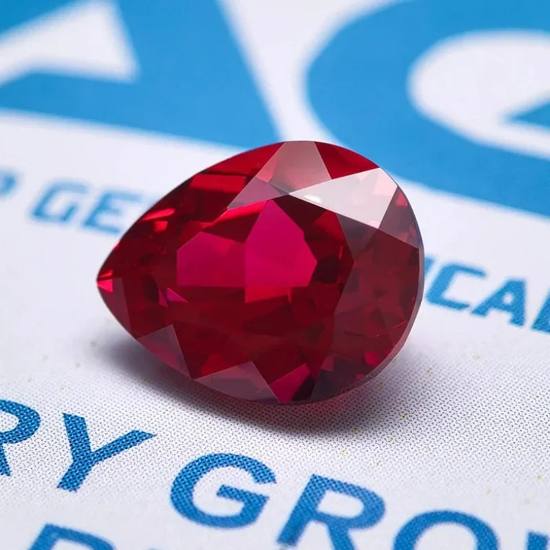 Pigeon Blood Red Ruby Pear cut Lab Grown