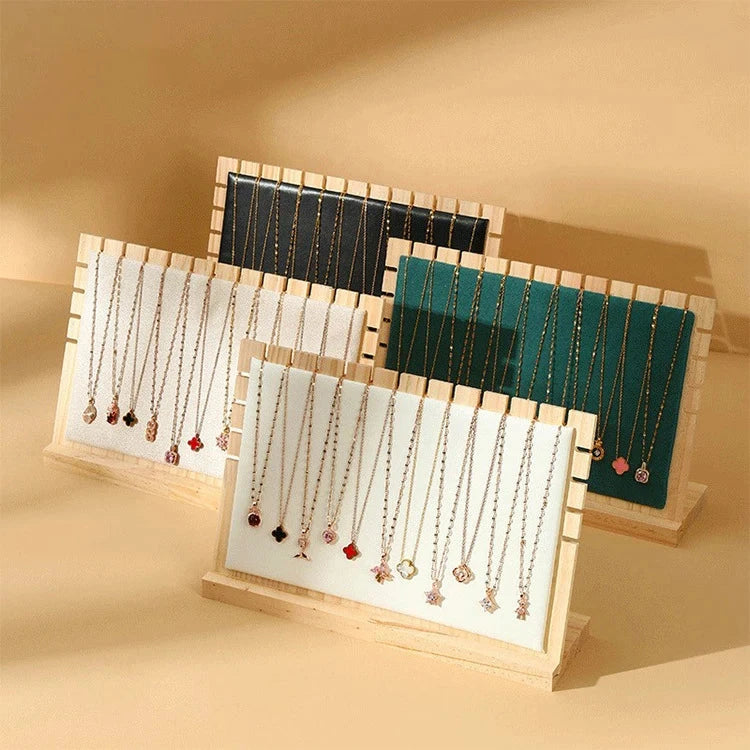 Padded Bamboo Necklace Display Rack