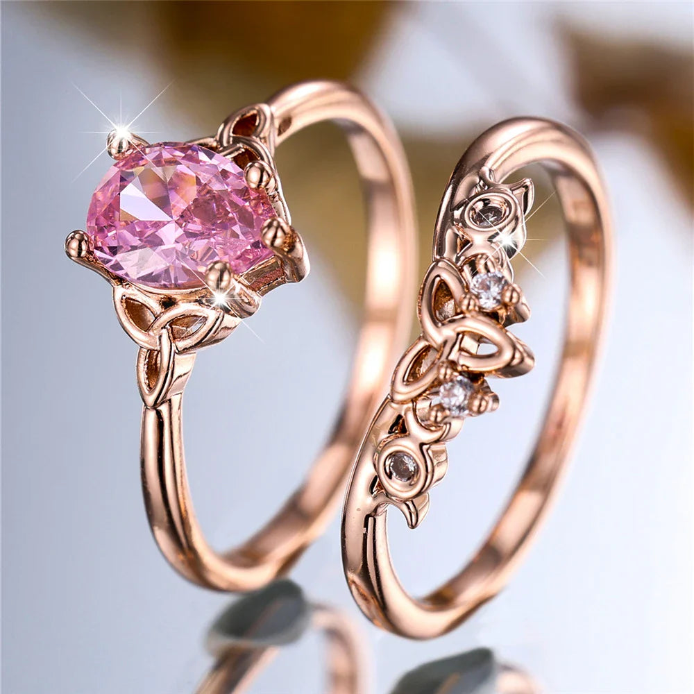 Pink Zirconia Ring Set