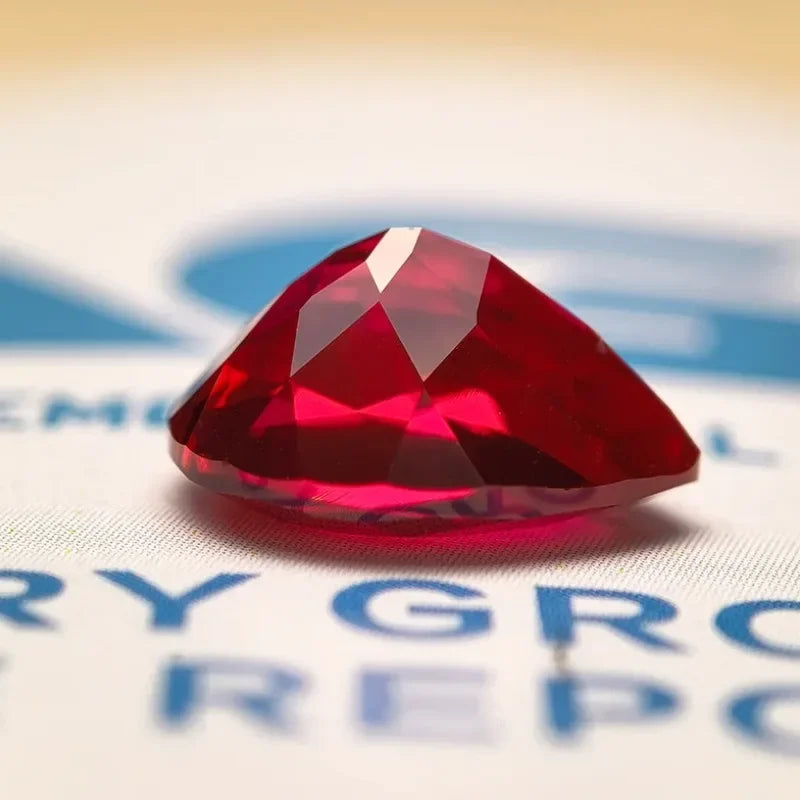 Pigeon Blood Red Ruby Pear cut Lab Grown