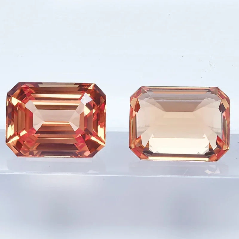 Emerald-Cut Sapphire-Orange-Lab grown