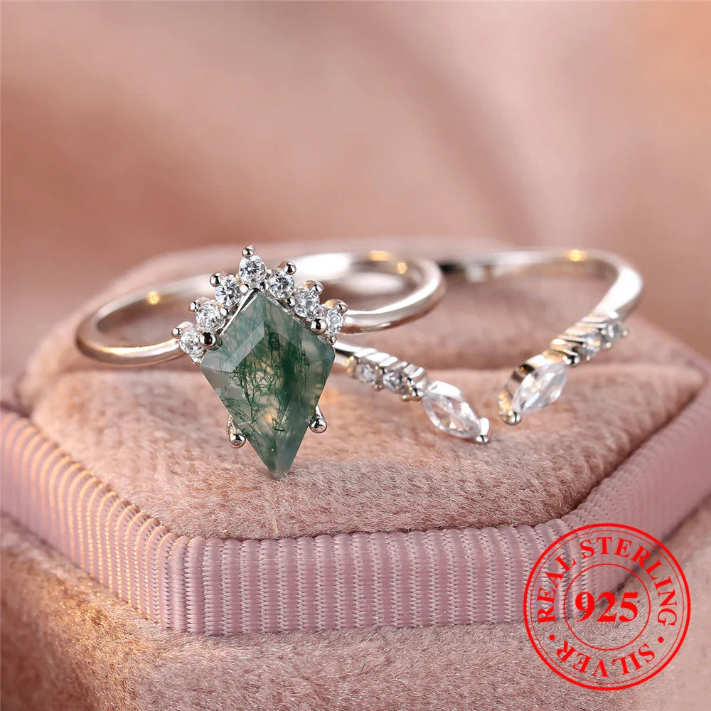 Natural Moss Agate ring