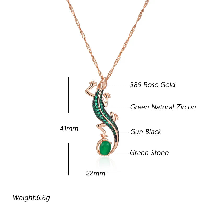 Rose Gold-Plated Lizard Pendant Necklace