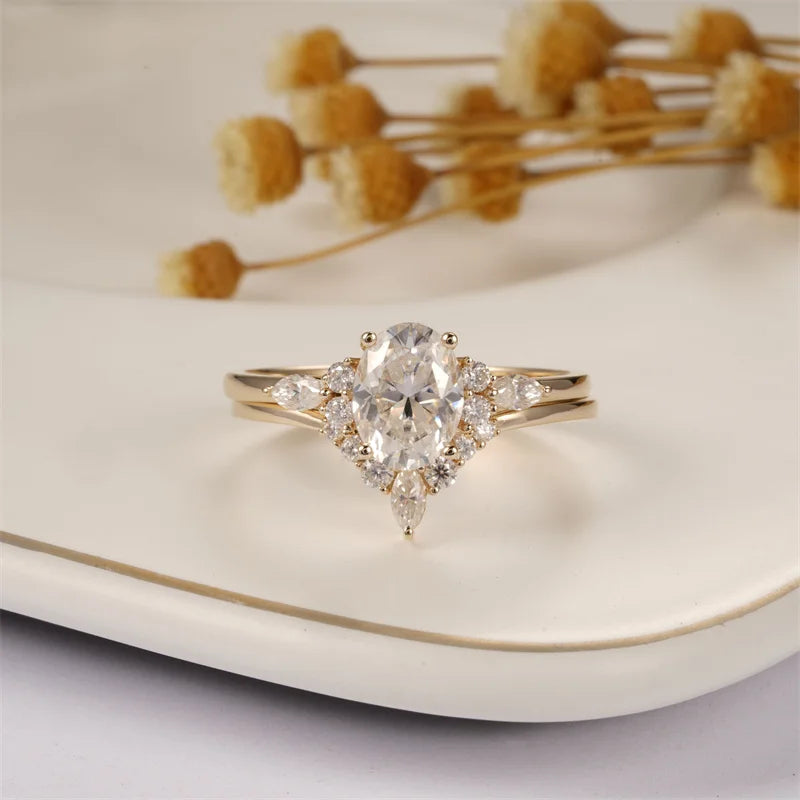 Moissanite engagement ring - 14K YellowRose gold