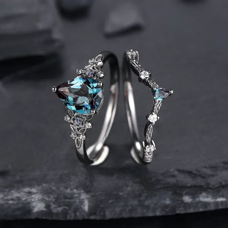 Luxury Gunmetal Cubic Zircon Ring