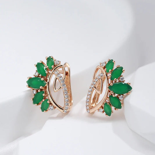 Rose Gold plated Vintage Green Zirconia Earrings