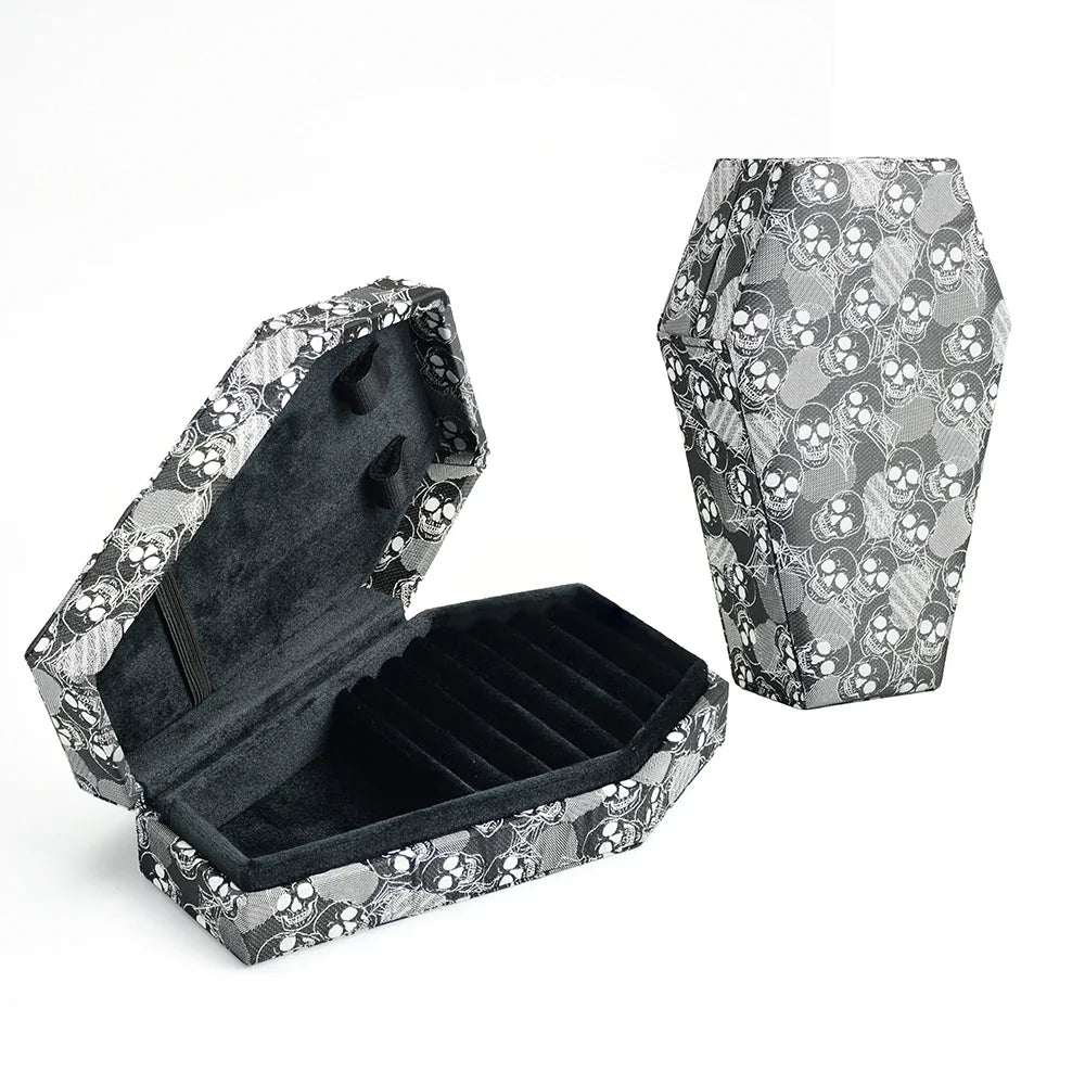 Handmade Gothic Velvet Coffin-Shaped Jewelry Box