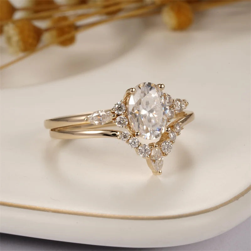 Moissanite engagement ring - 14K YellowRose gold