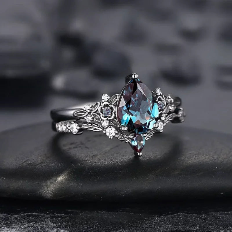 Luxury Gunmetal Cubic Zircon Ring