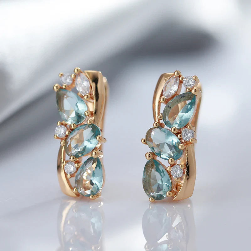 Blue Zirconia Gold plated Earrings