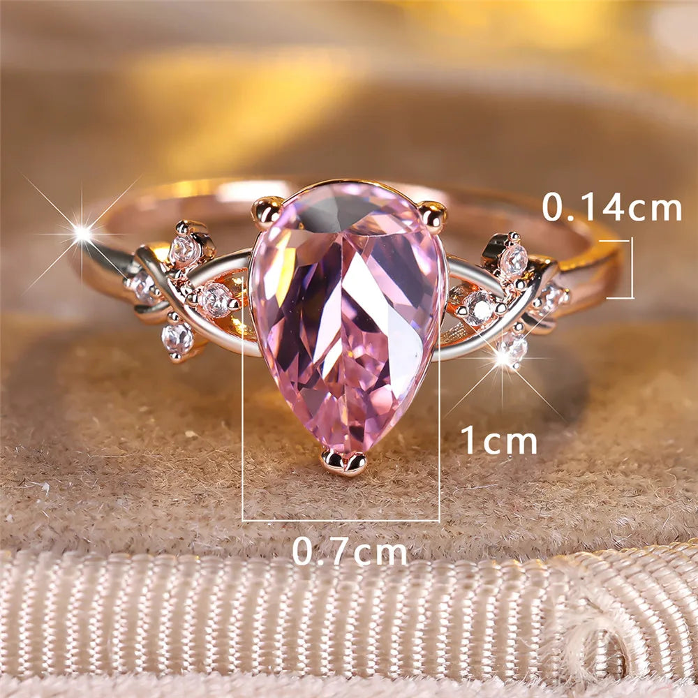 Romantic Pear-Cut CZ Ring