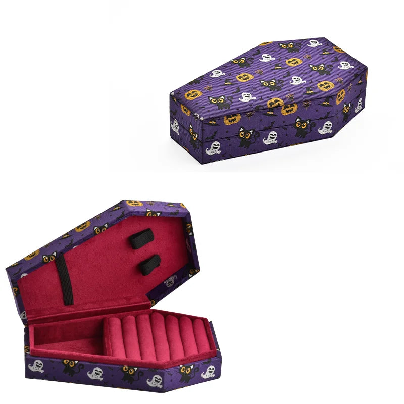 Handmade Gothic Velvet Coffin-Shaped Jewelry Box