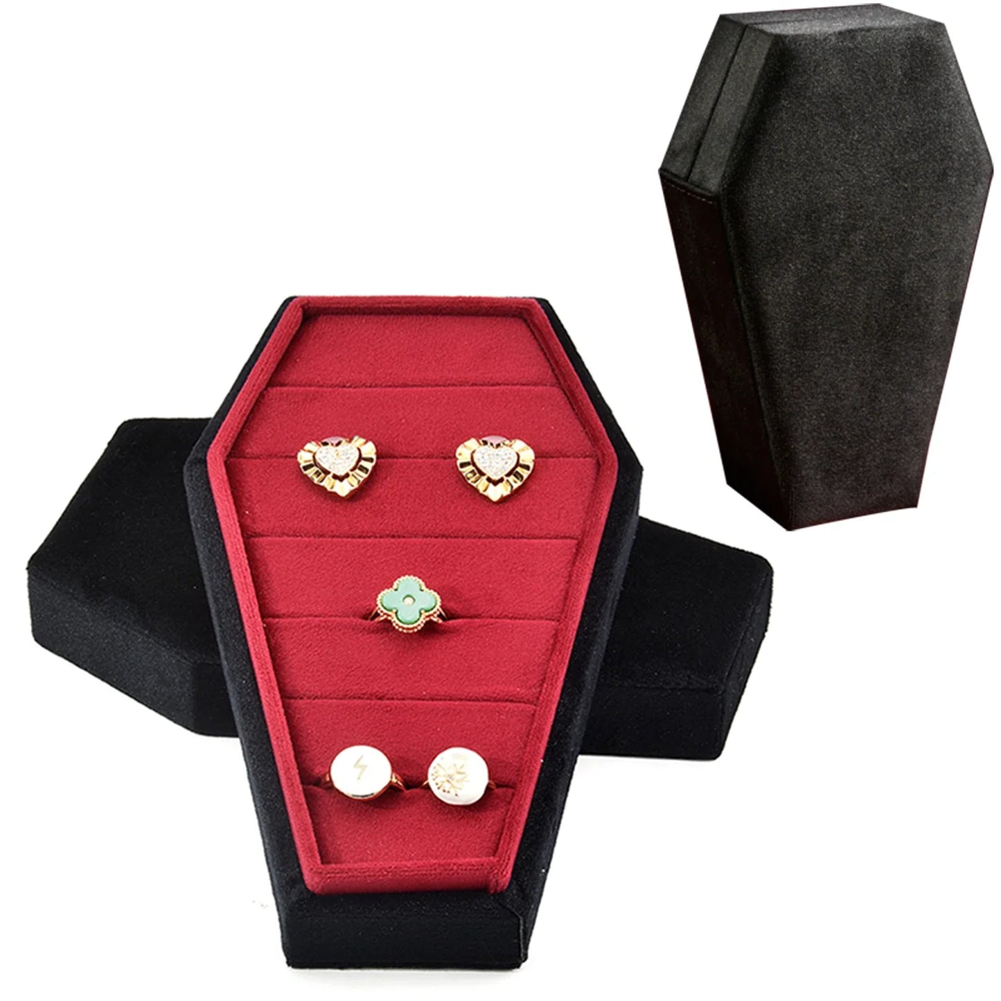 Handmade Gothic Velvet Coffin-Shaped Jewelry Box