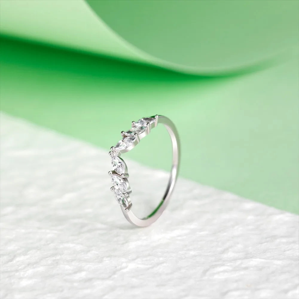 V-shape Silver Zircon Companion Ring