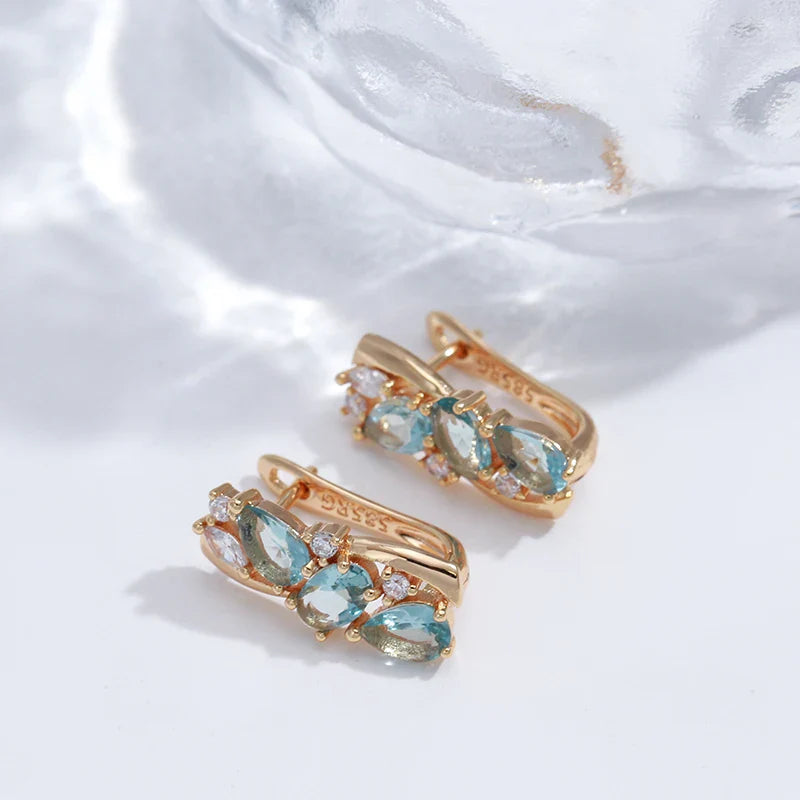 Blue Zirconia Gold plated Earrings