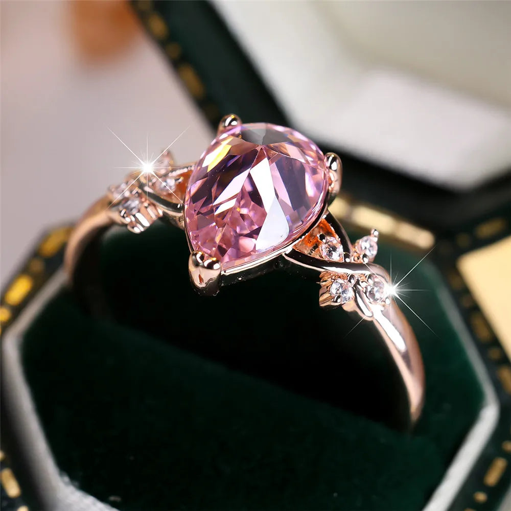 Romantic Pear-Cut CZ Ring