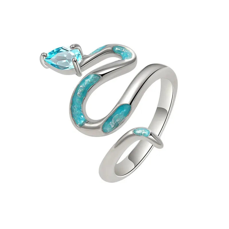 S925 Cyan Snake Ring