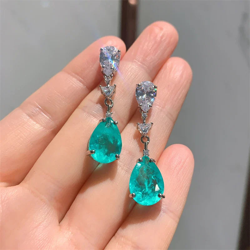 Paraiba-Colored Lab Gemstone Jewelry Set