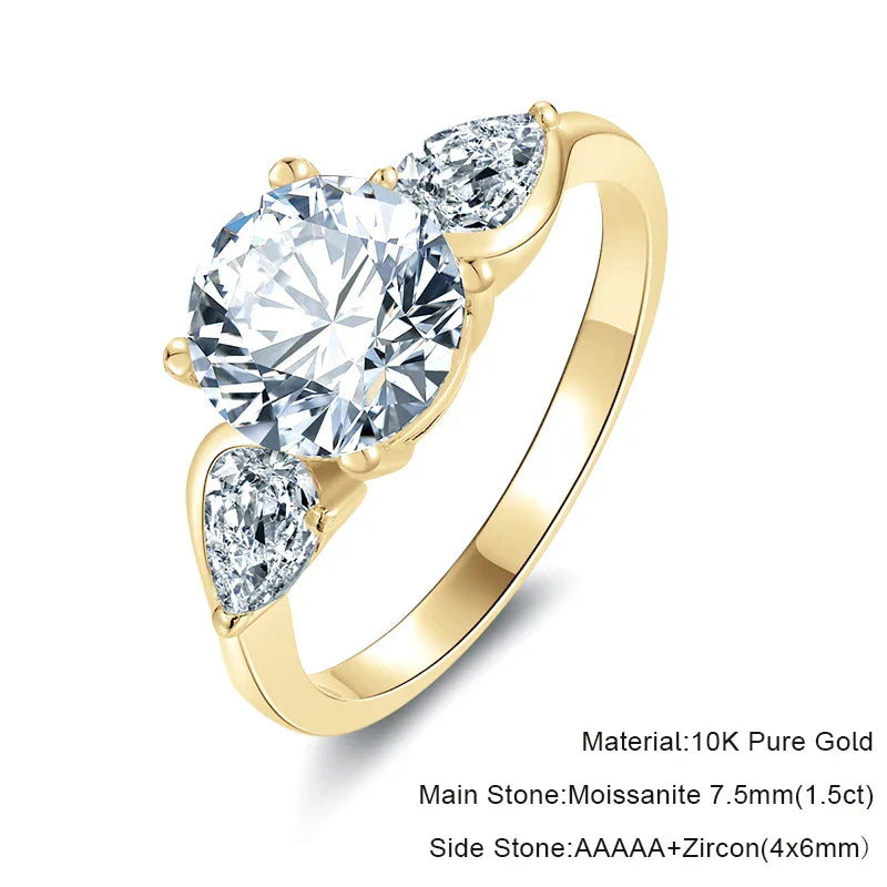 10K Yellow Gold 1.5ct Moissanite Engagement Ring