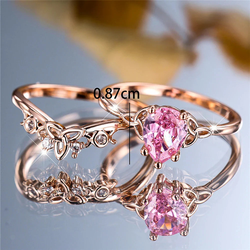 Pink Zirconia Ring Set