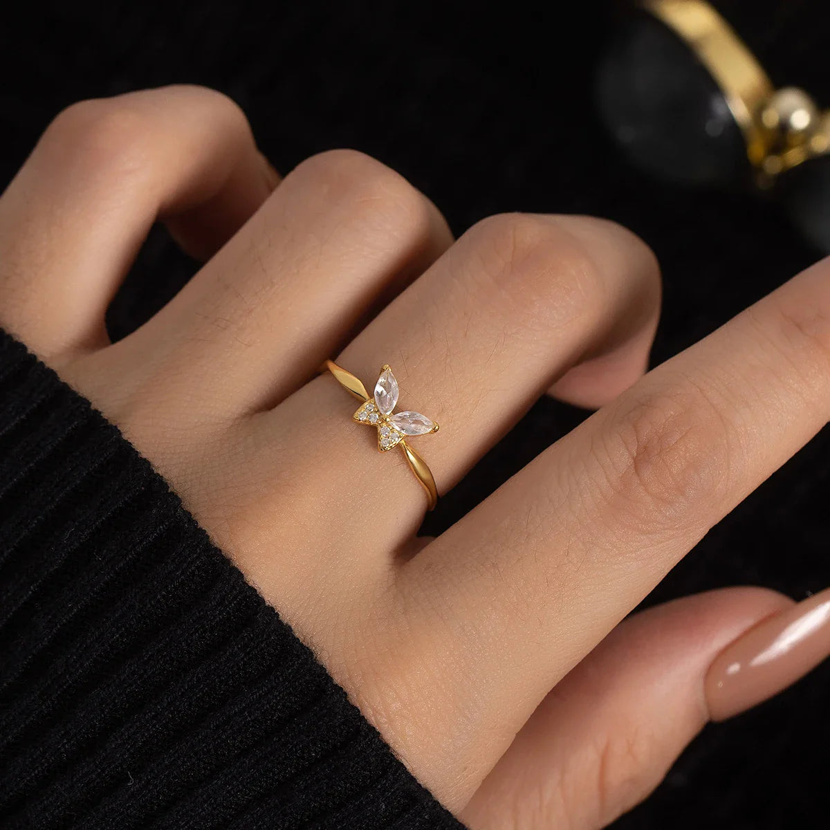 Butterfly-Inspired Gold-Plated Sterling Silver Ring