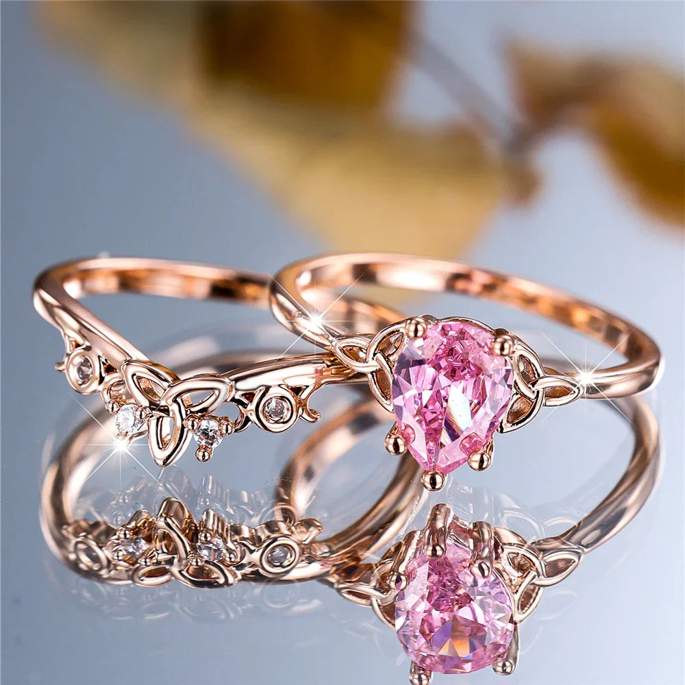 Pink Zirconia Ring Set