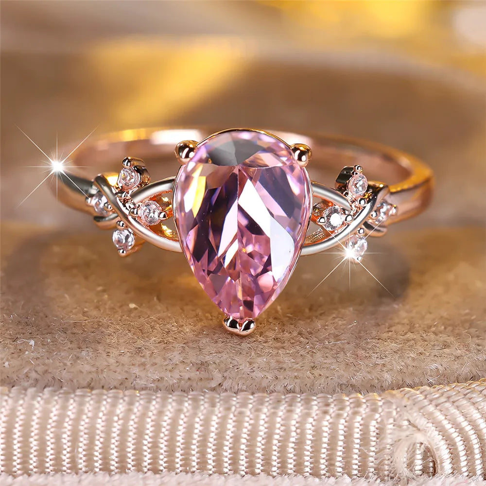 Romantic Pear-Cut CZ Ring