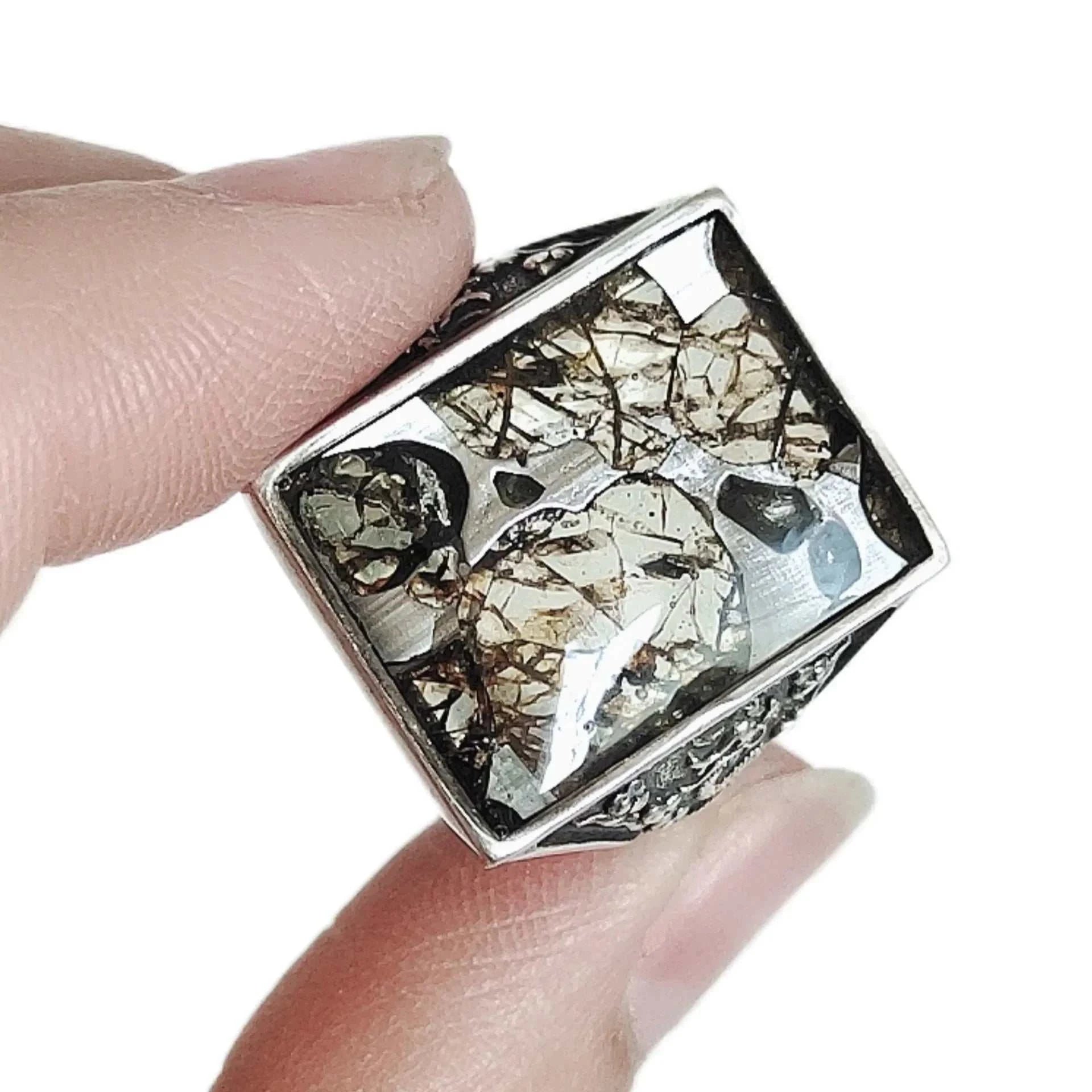 6.9g Seymchan Pallasite Meteorite ring for Men