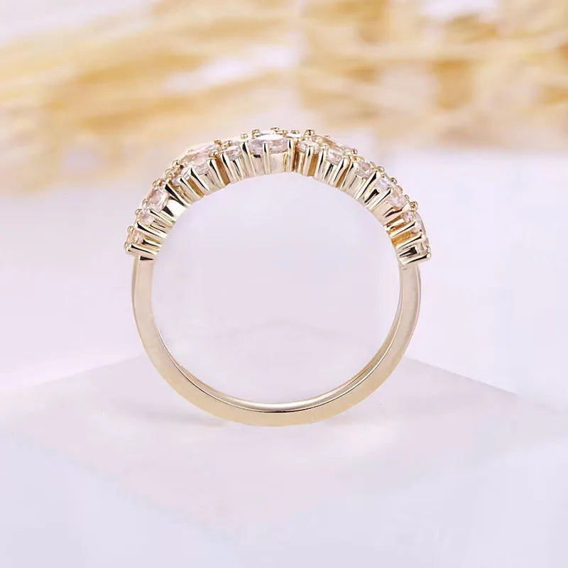 Elegant Pear And Round Cut Moissanite Wedding Band