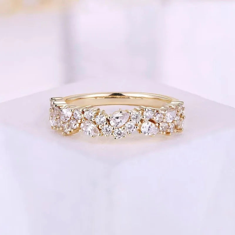 Elegant Pear And Round Cut Moissanite Wedding Band