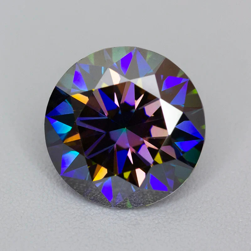 Rainbow Purple Round Moissanite Stones