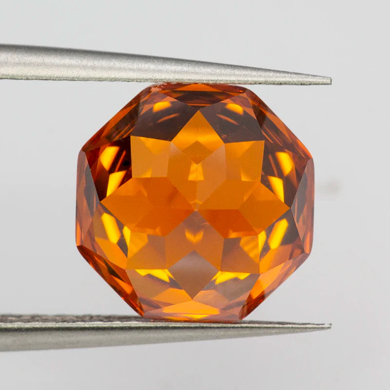 Orange Octagon Rose-Cut - Cubic Zirconia