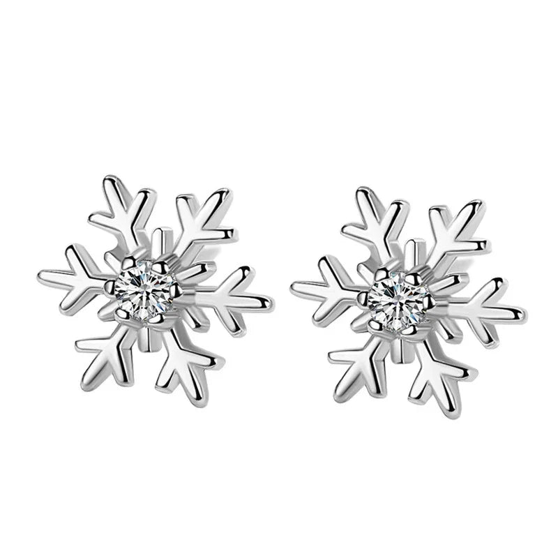 925 Sterling Silver Snowflake Stud Earrings