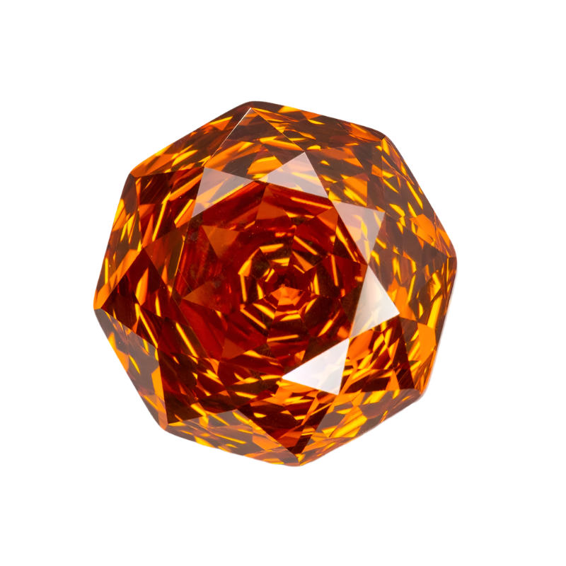 Orange Octagon Rose-Cut - Cubic Zirconia