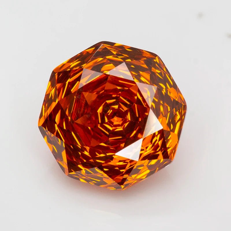 Orange Octagon Rose-Cut - Cubic Zirconia