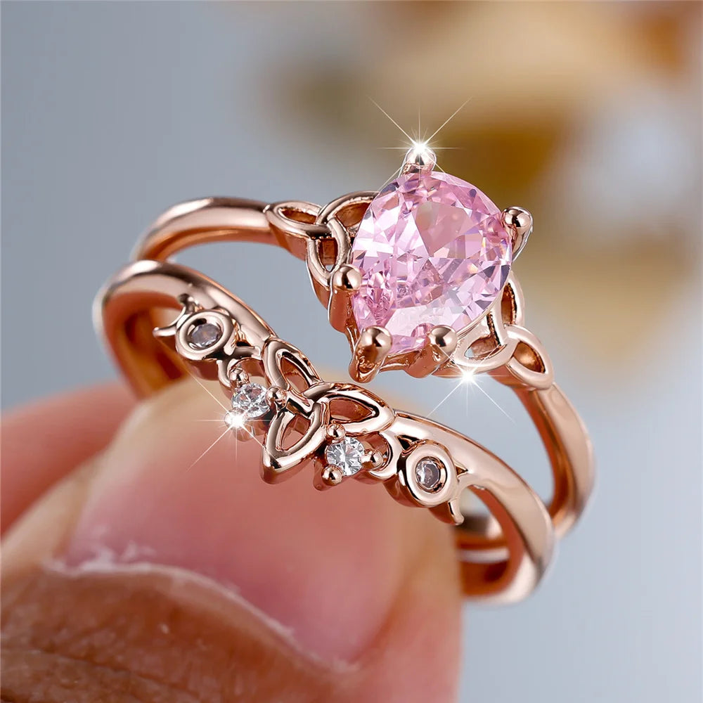 Pink Zirconia Ring Set