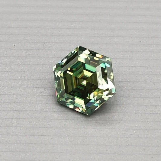 Hex Cut - Green Moissanite