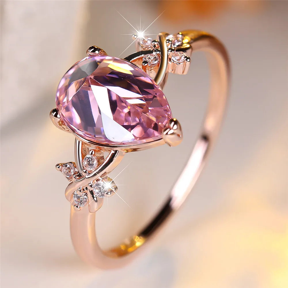 Romantic Pear-Cut CZ Ring