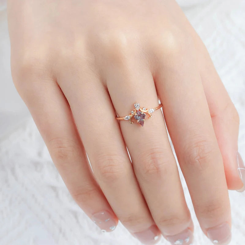 Vintage Alexandrite Crown Ring | 925 Sterling Silver