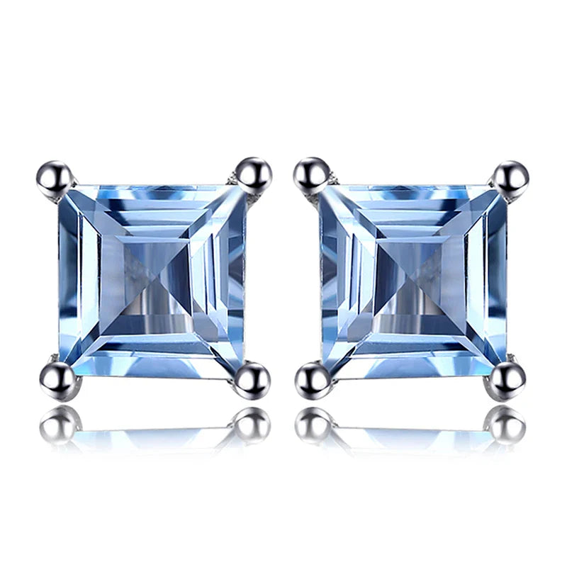 Birthstone-Square-Cut Stud Earrings