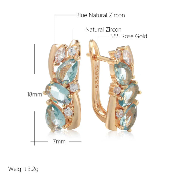 Blue Zirconia Gold plated Earrings