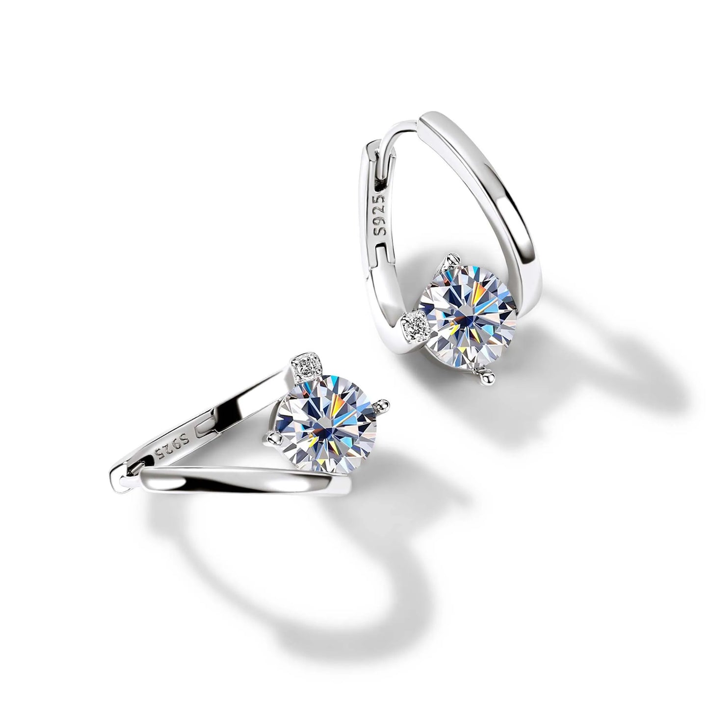 Moissanite & Silver Drop Earrings