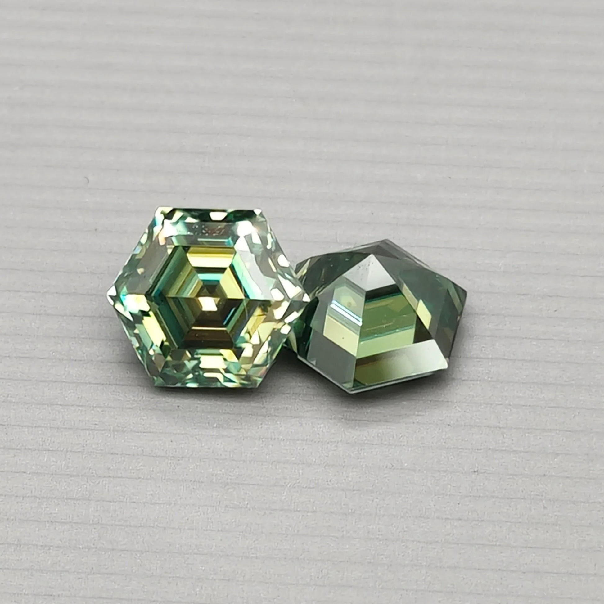 Hex Cut - Green Moissanite