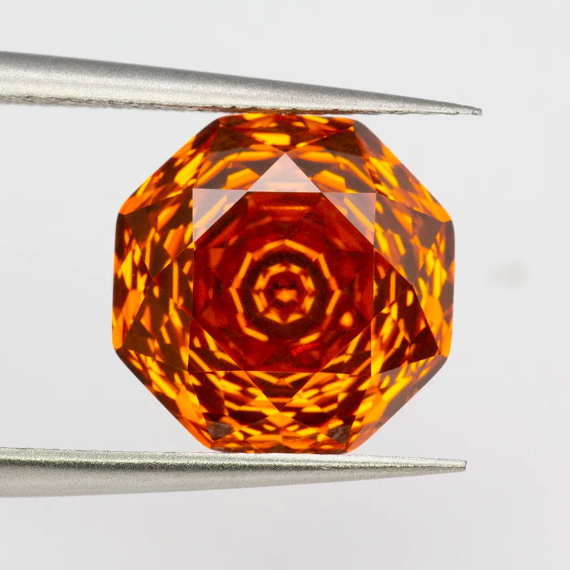 Orange Octagon Rose-Cut - Cubic Zirconia