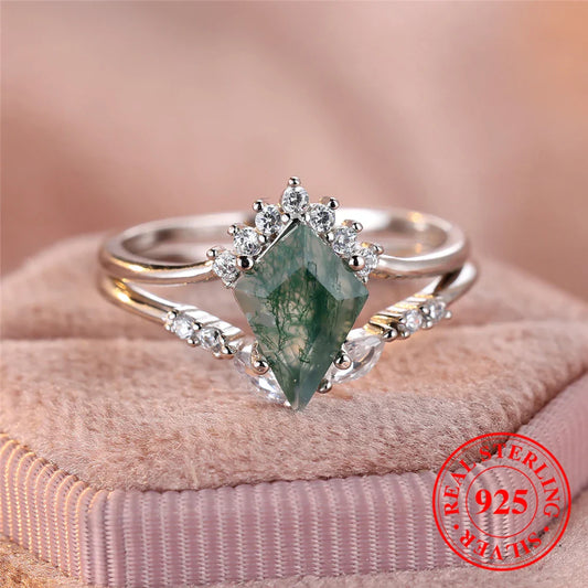 Natural Moss Agate ring