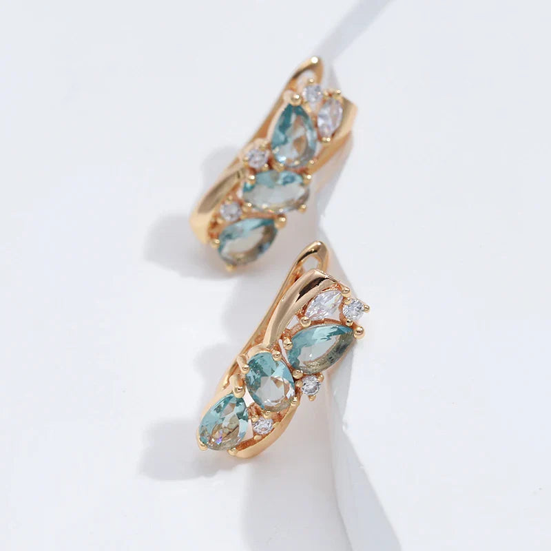 Blue Zirconia Gold plated Earrings